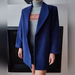 90s Chic purple navy wool coat jacket womens